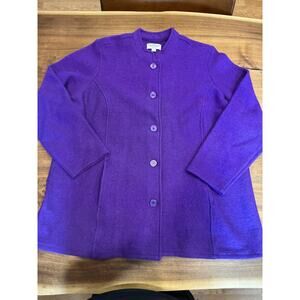 NORM THOMPSON PURPLE BOILED 100% WOOL BUTTON CLOSE JACKET, SIZE XXL